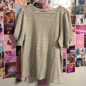 Striped Puff Sleeves Top